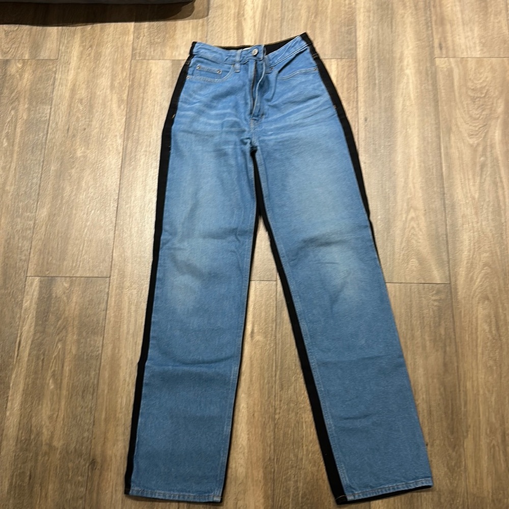 PacSun Eco Blue and Black Paneled Boyfriend Jeans